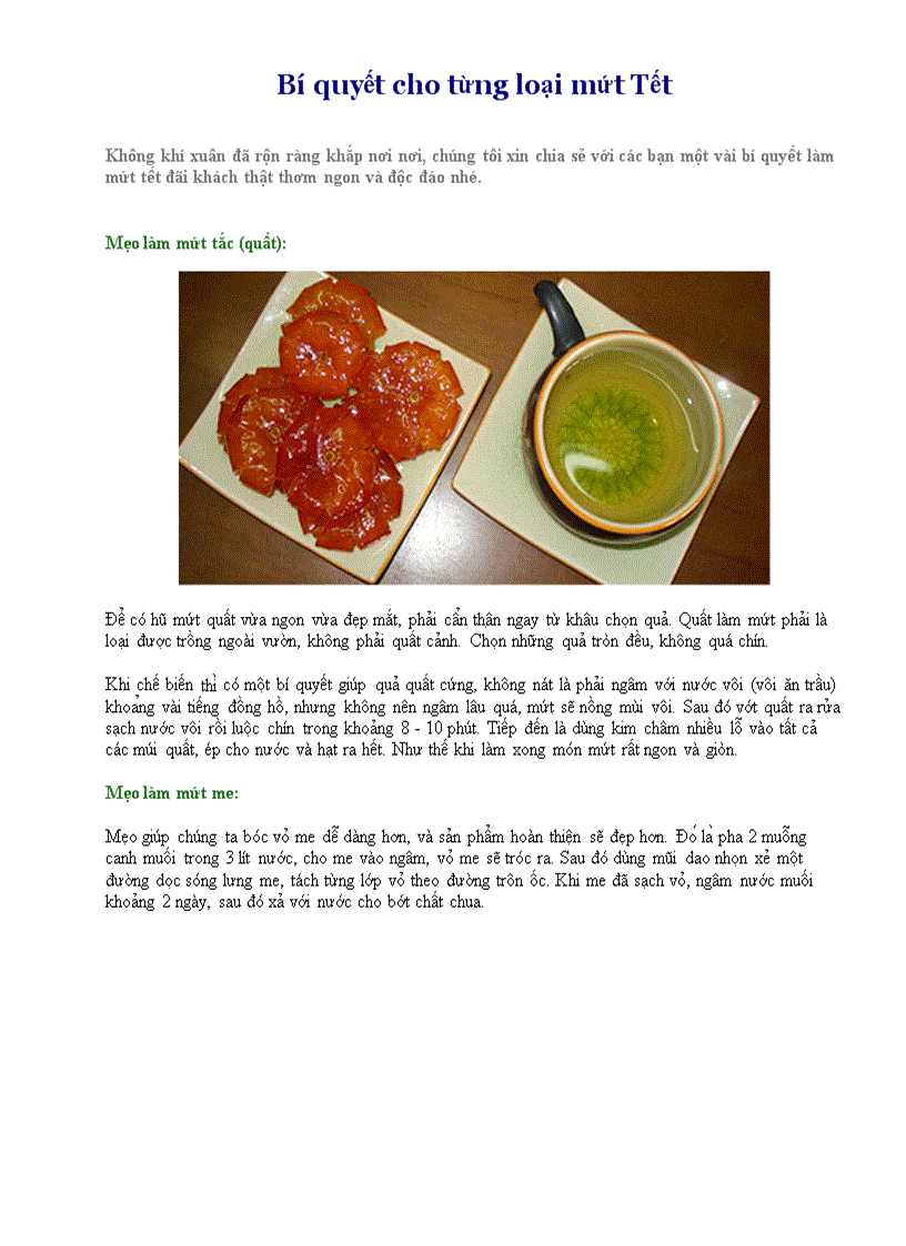 image for page Bí quyết cho từng loại mứt Tết