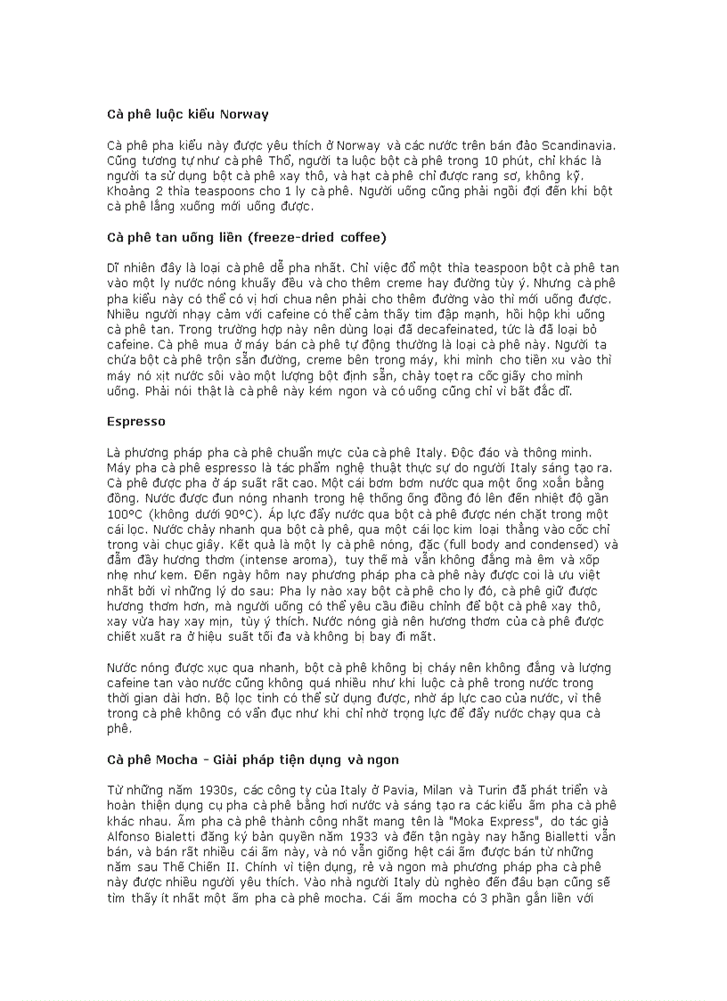 image for page Bí quyêt pha chế cafê và các loại cafê nổi tiếng