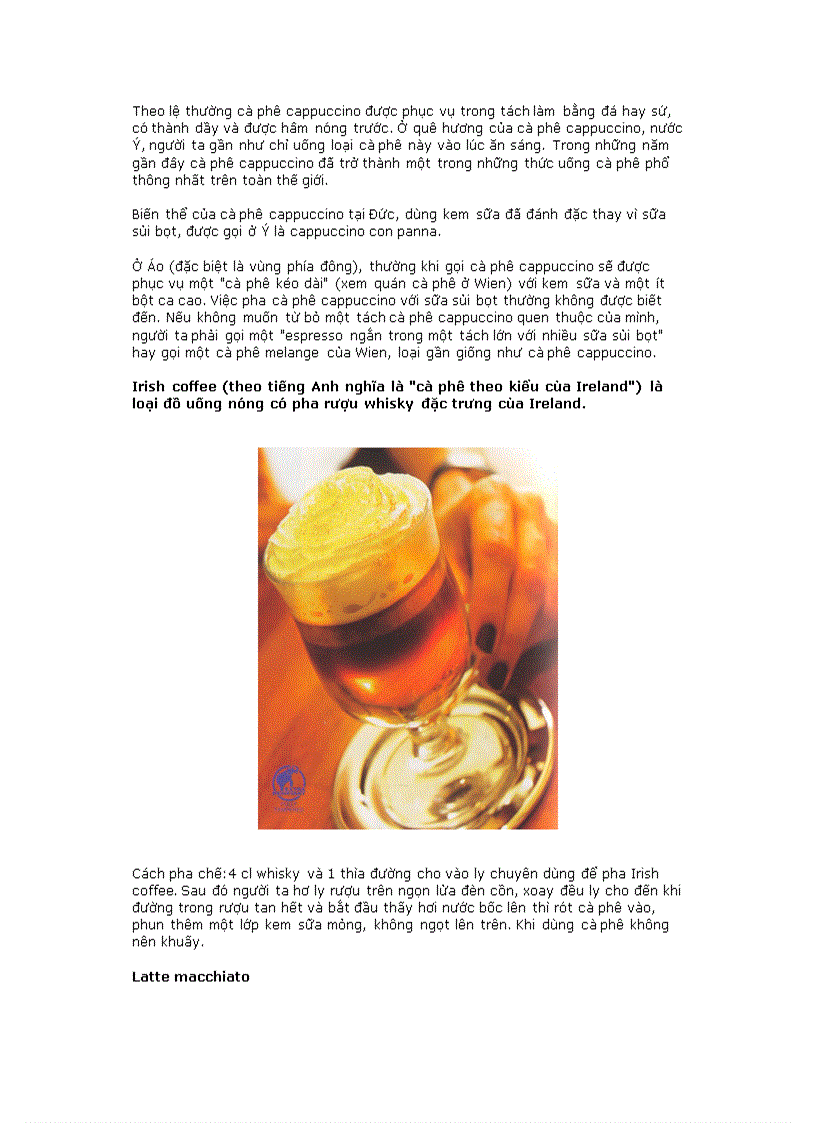 image for page Bí quyêt pha chế cafê và các loại cafê nổi tiếng