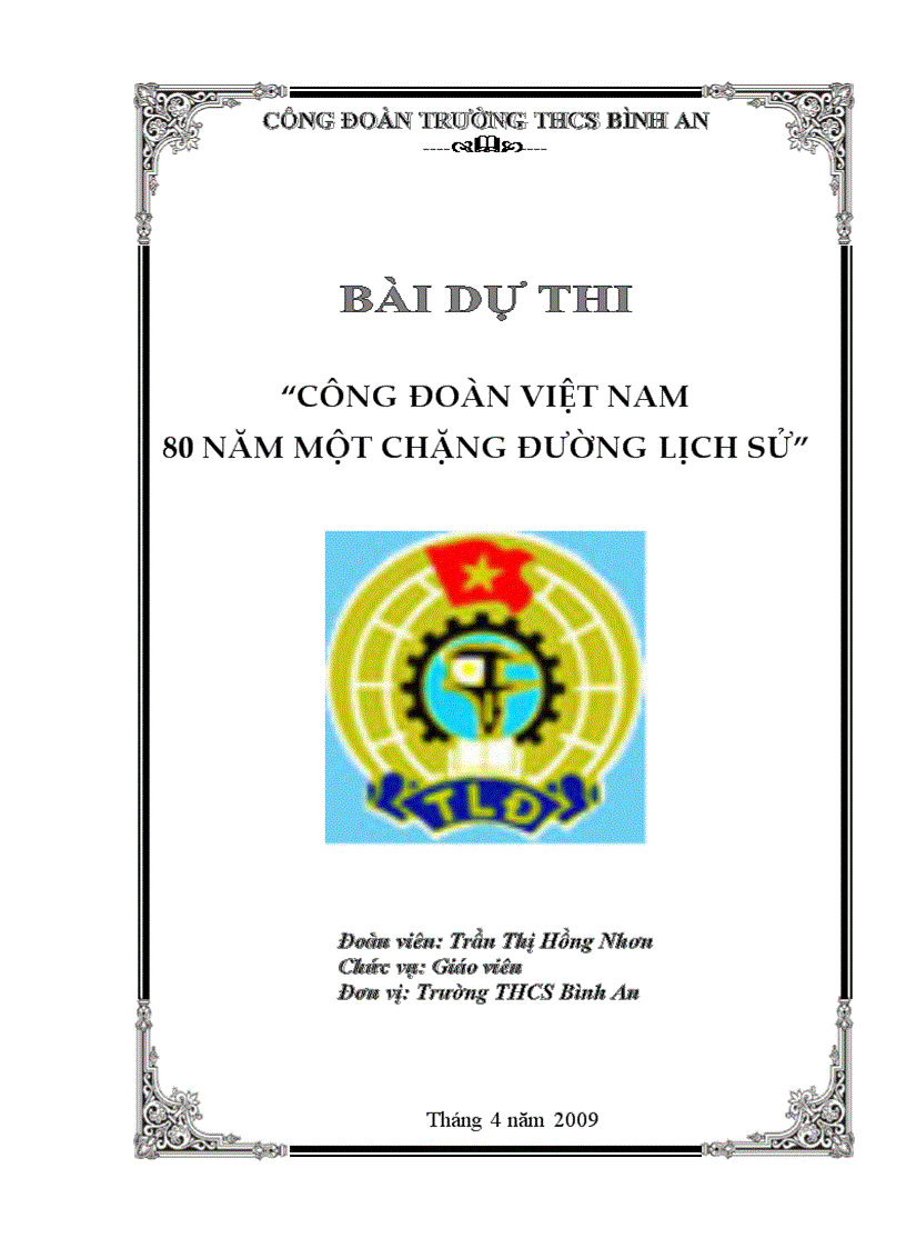 Bìa bài thi 80 năn công đoàn VN