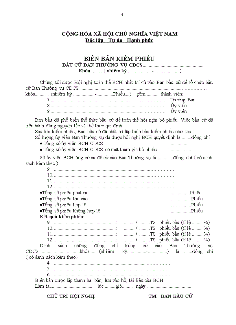 image for page Biên bản bầu BTV