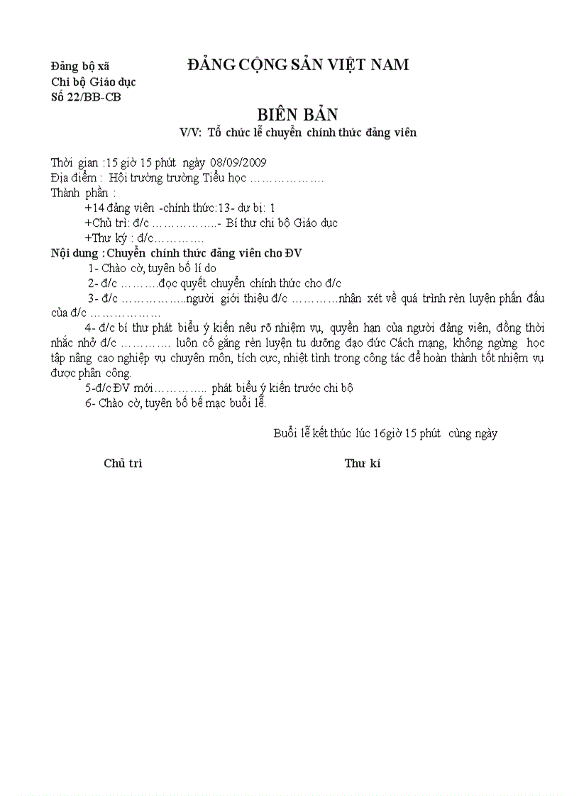 image for page Biên bản chuyển chính thức đảng viên