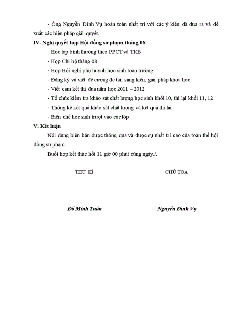 image for page Biên bản họp Hội đồng sư phạm