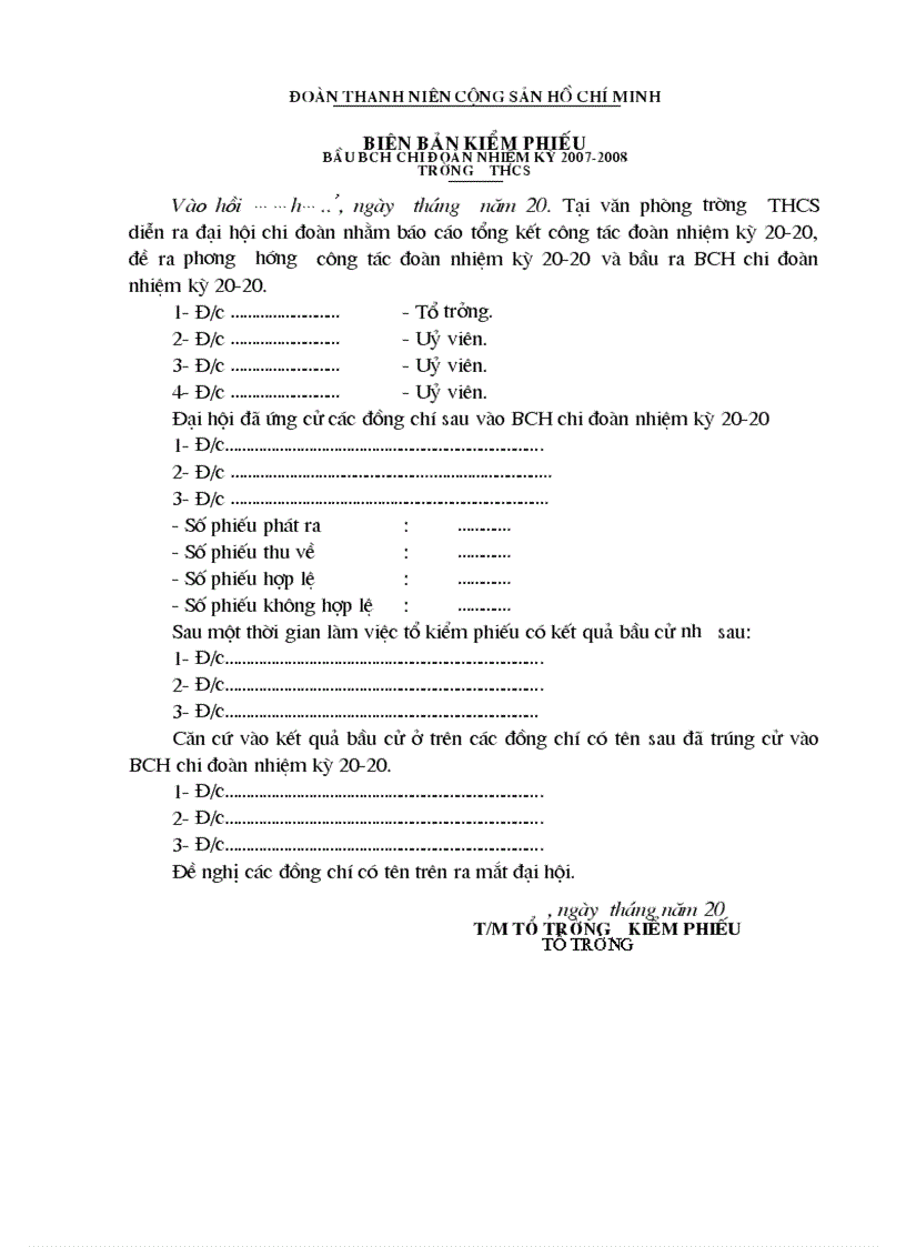 image for page Biên bản kiểm phiếu đại hội chi đoàn