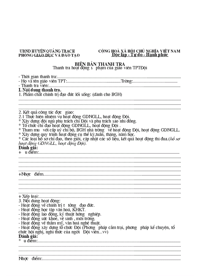 image for page Biên bản kiêm tra trường học thân thiện