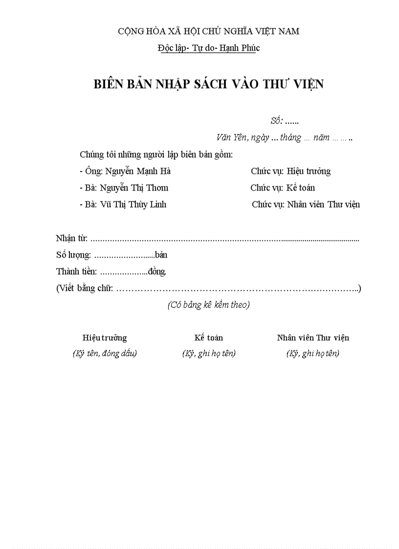 image for page Biên bản nhập thư viện