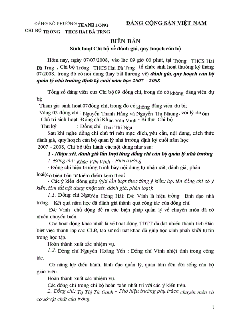 image for page Bien ban sinh hoat Chi bo