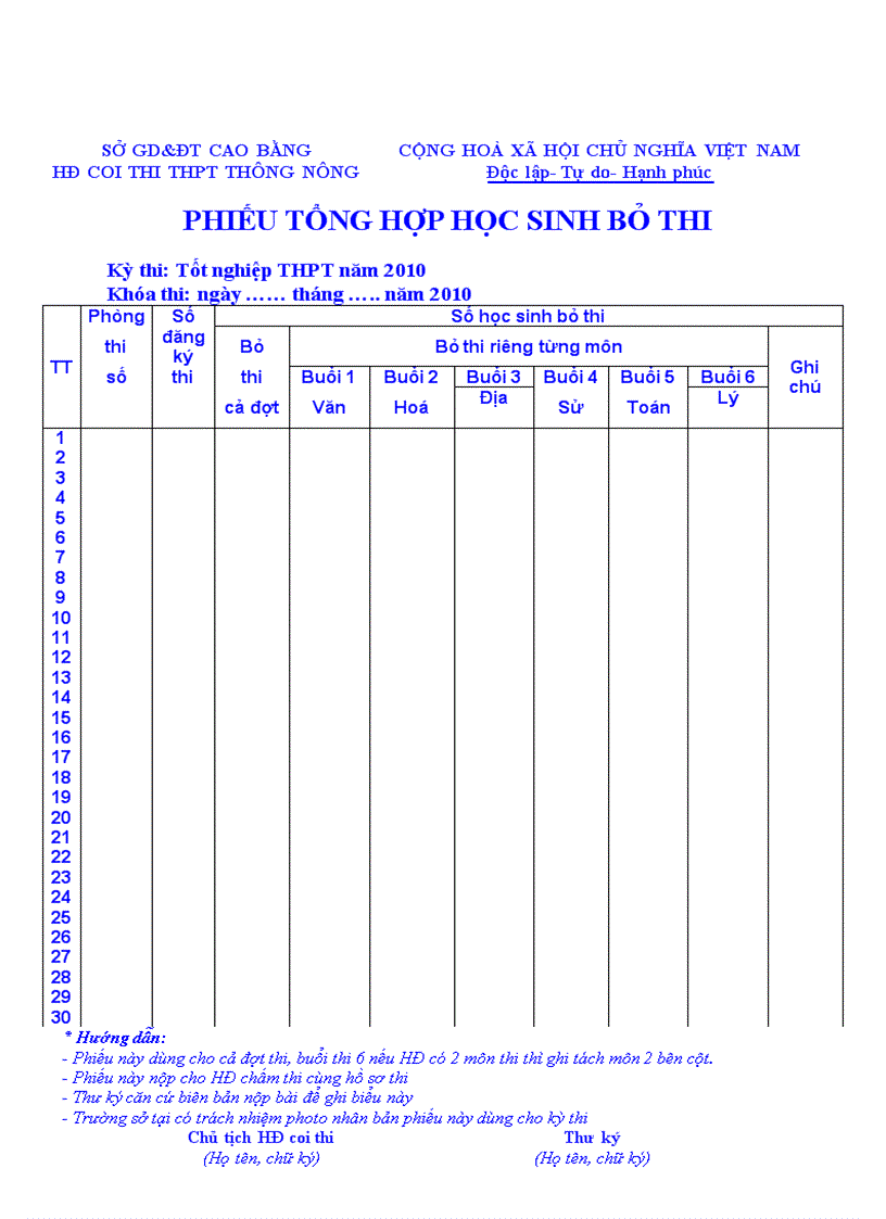image for page Bien ban thi TN THPT cua Thu ky hoi dong TK1