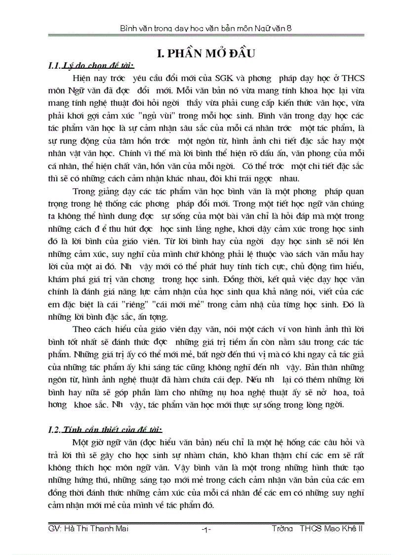 image for page Bình văn trong dạy học văn bản môn Ngữ văn 8