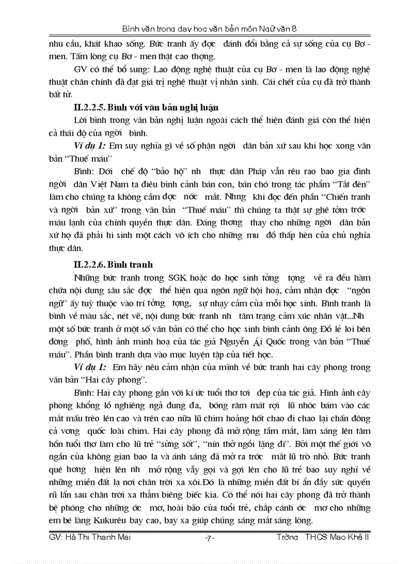 image for page Bình văn trong dạy học văn bản môn Ngữ văn 8