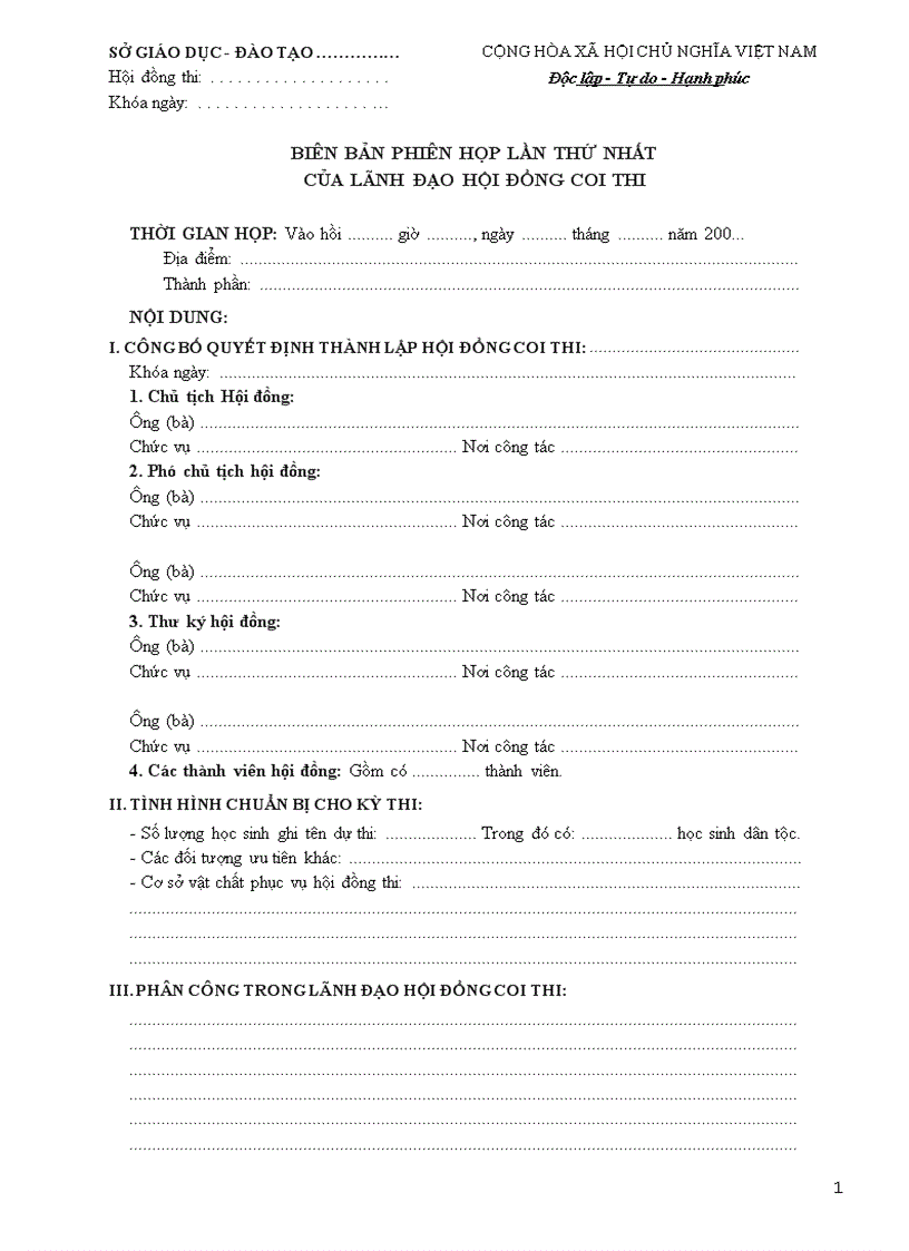 image for page Bo bien ban hoi dong coi thi