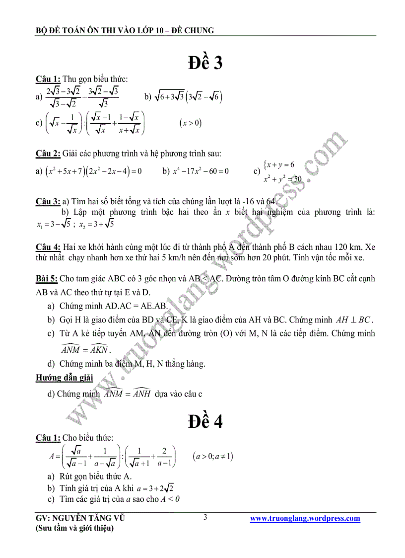 image for page Bộ đề ôn thi vào 10 môn Toán