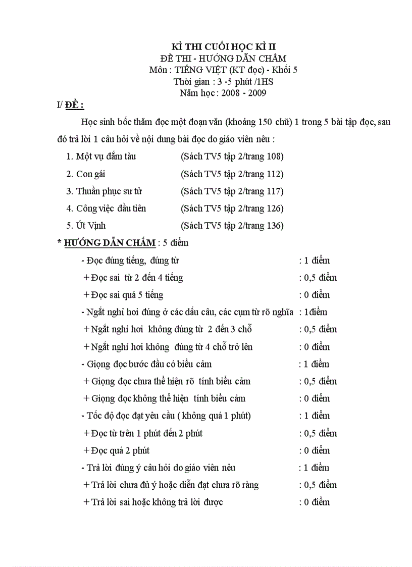 image for page Bộ đề thi đáp án học kỳ II môn tiếng việt 5