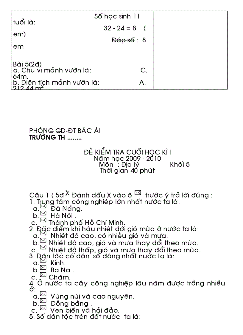 image for page Bộ đề thi HK1 khối 4 5 2009 2010