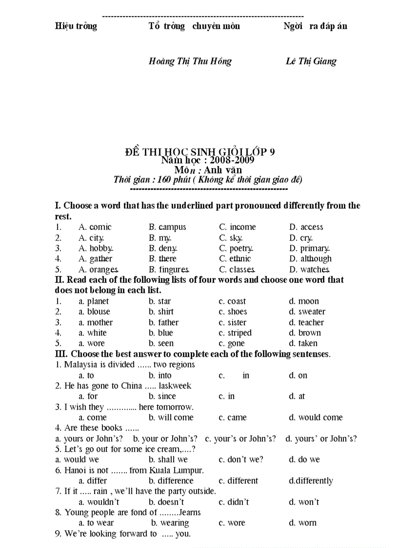 image for page Bộ đề thi hsg lớp 9 năm học 2008 2009