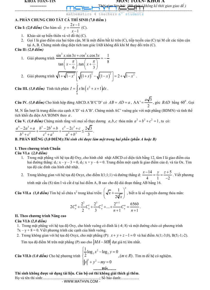 image for page Bộ đề thi thử của ĐHSP Hà Nội năm 2010