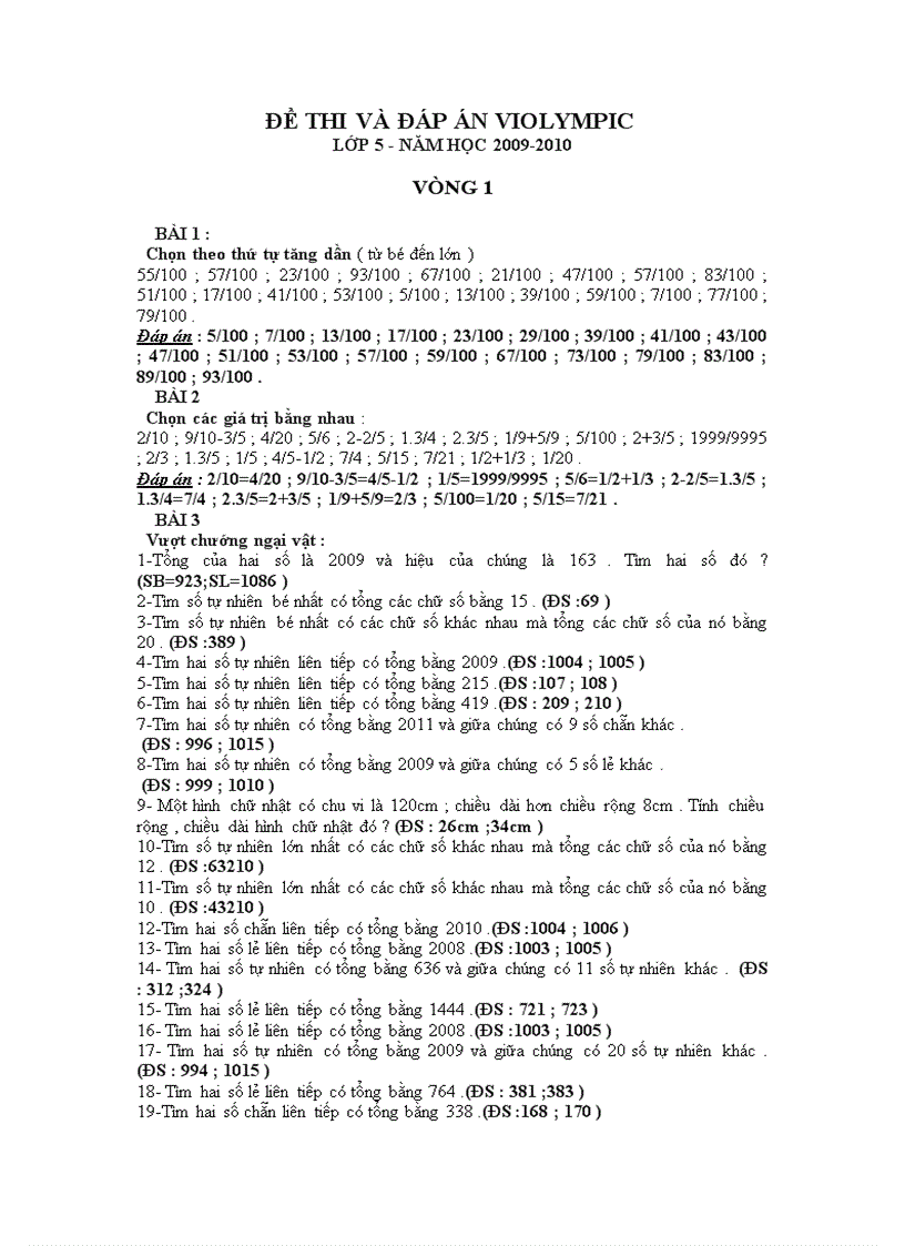 image for page Bộ đề thi và đáp án Violympic