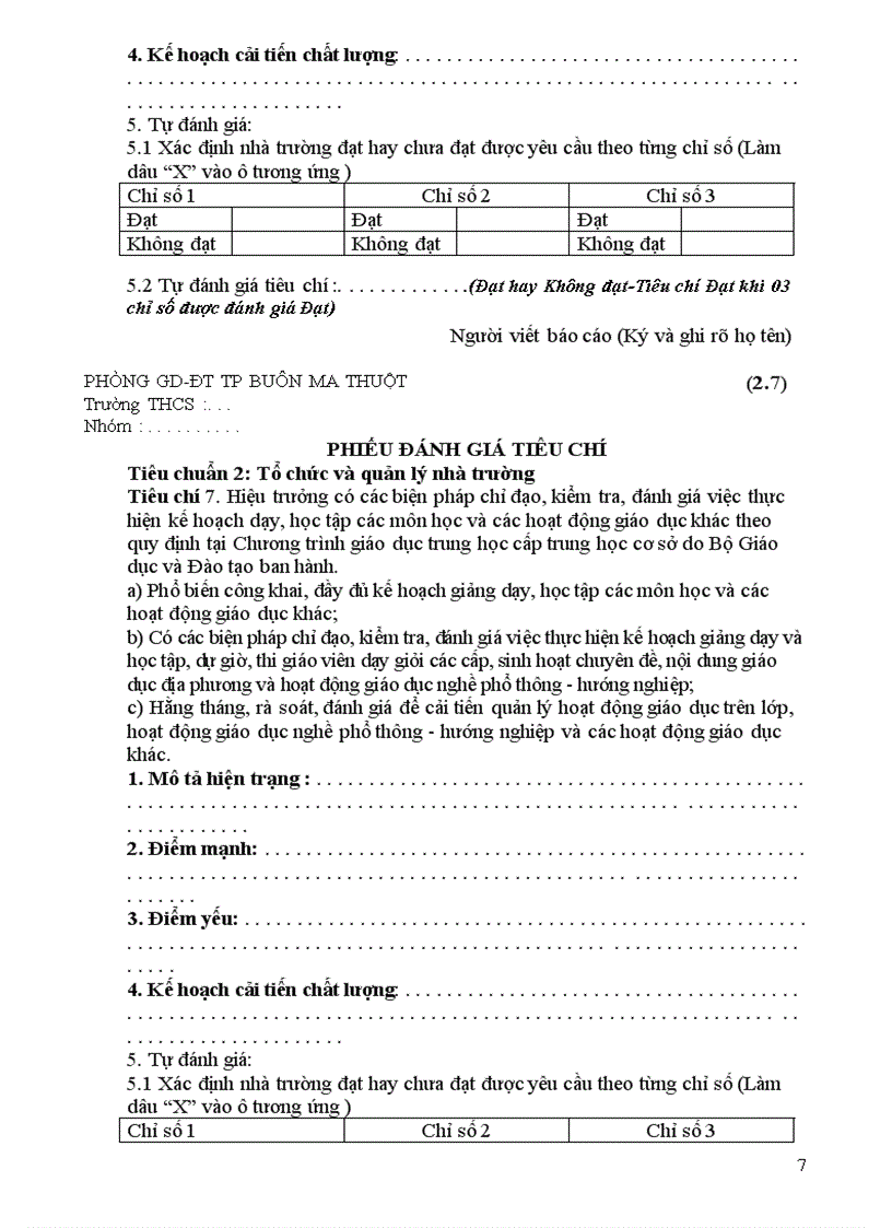 image for page Bộ Phiếu đánh giá chất lượng THCS