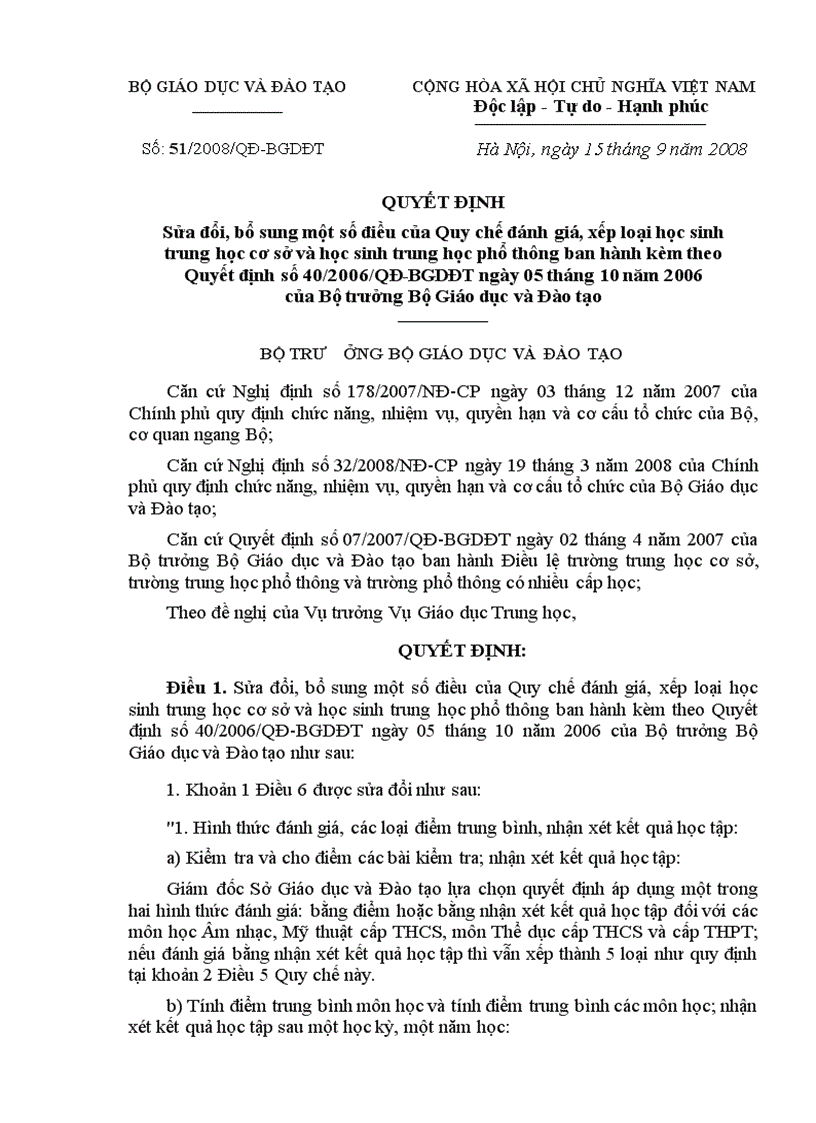 image for page Bổ sung quy chế ĐGXL học sinh THCS