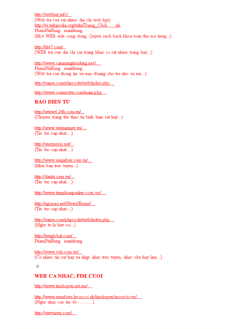 image for page Bộ sưu tập web hay