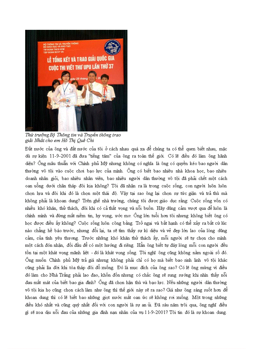 image for page Bức thư UPU giải nhất năm 2008