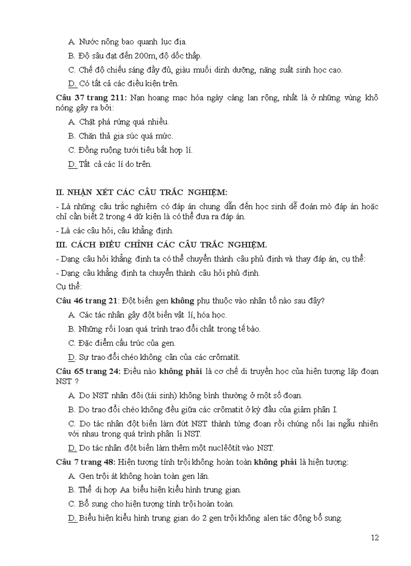 image for page Bước đầu nghiên cứu cách điều chỉnh một số câu trắc nghiệm khách quan trong sách bài tập môn sinh học lớp 12 nâng cao