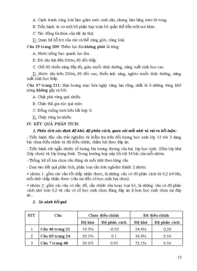 image for page Bước đầu nghiên cứu cách điều chỉnh một số câu trắc nghiệm khách quan trong sách bài tập môn sinh học lớp 12 nâng cao
