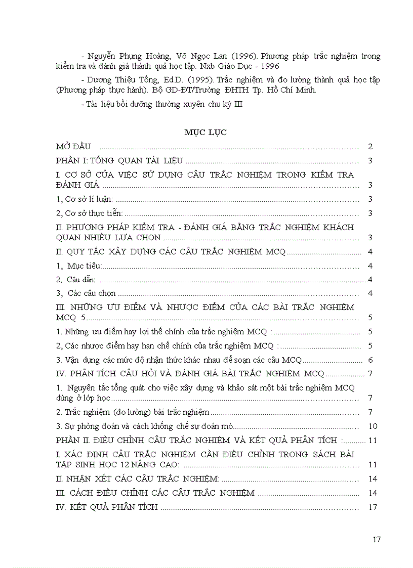 image for page Bước đầu nghiên cứu cách điều chỉnh một số câu trắc nghiệm khách quan trong sách bài tập môn sinh học lớp 12 nâng cao