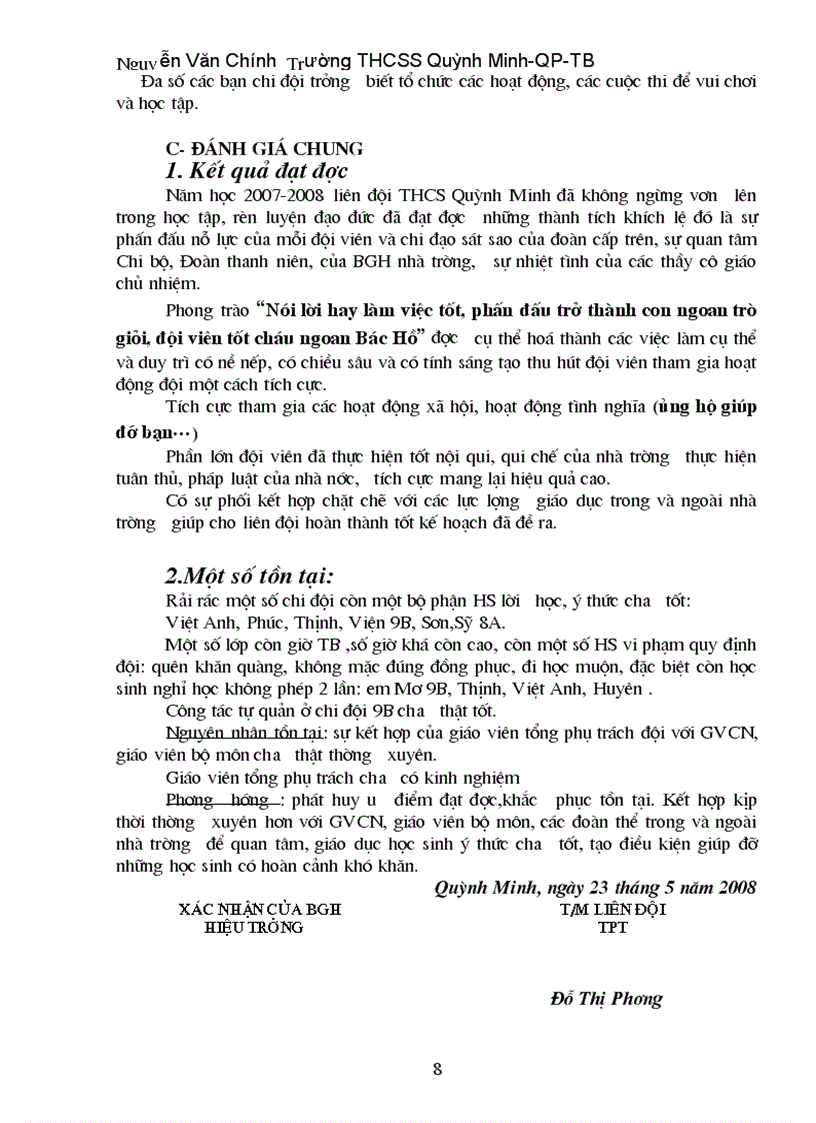 image for page Báo cáo công tác đội 1