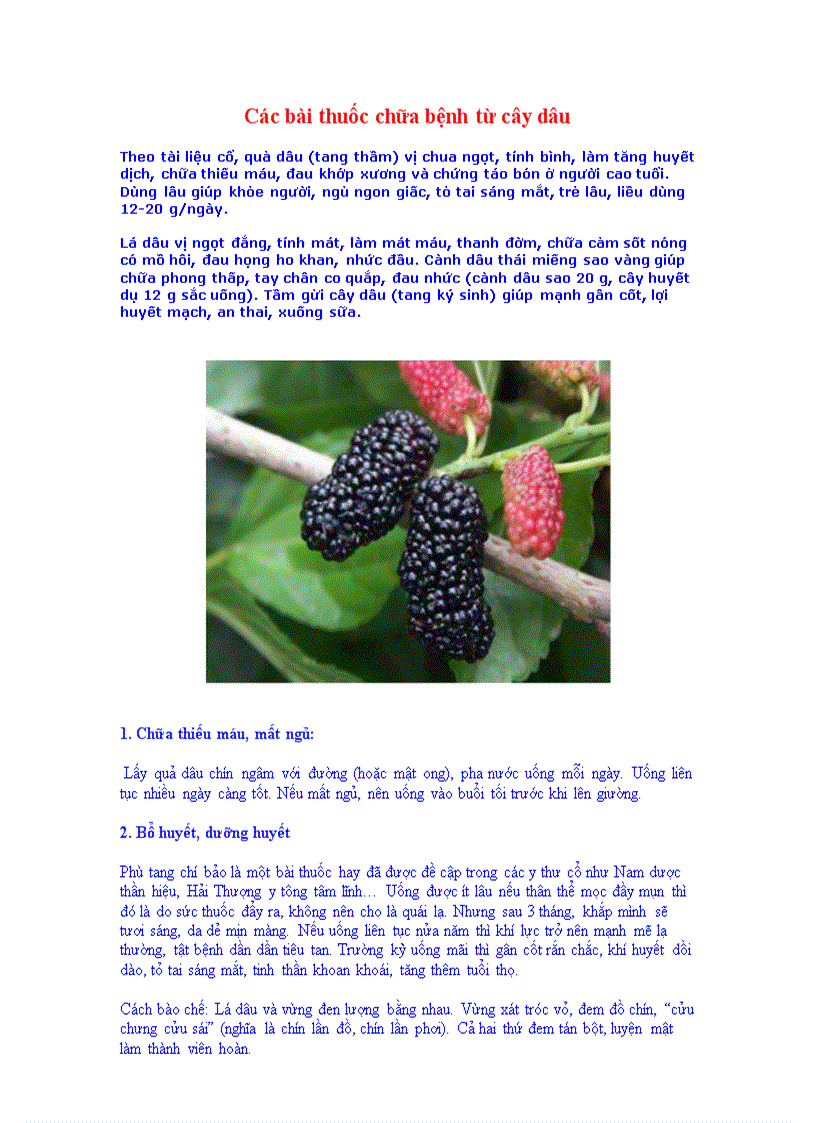 image for page Các bài thuốc từ cây dâu