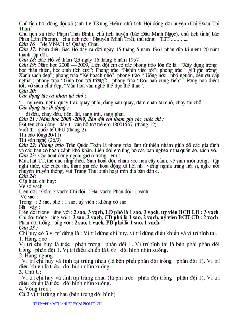 image for page Các câu hỏi kiểm tra các chuyên hiệu trong chương trình rèn luyện Đội viên