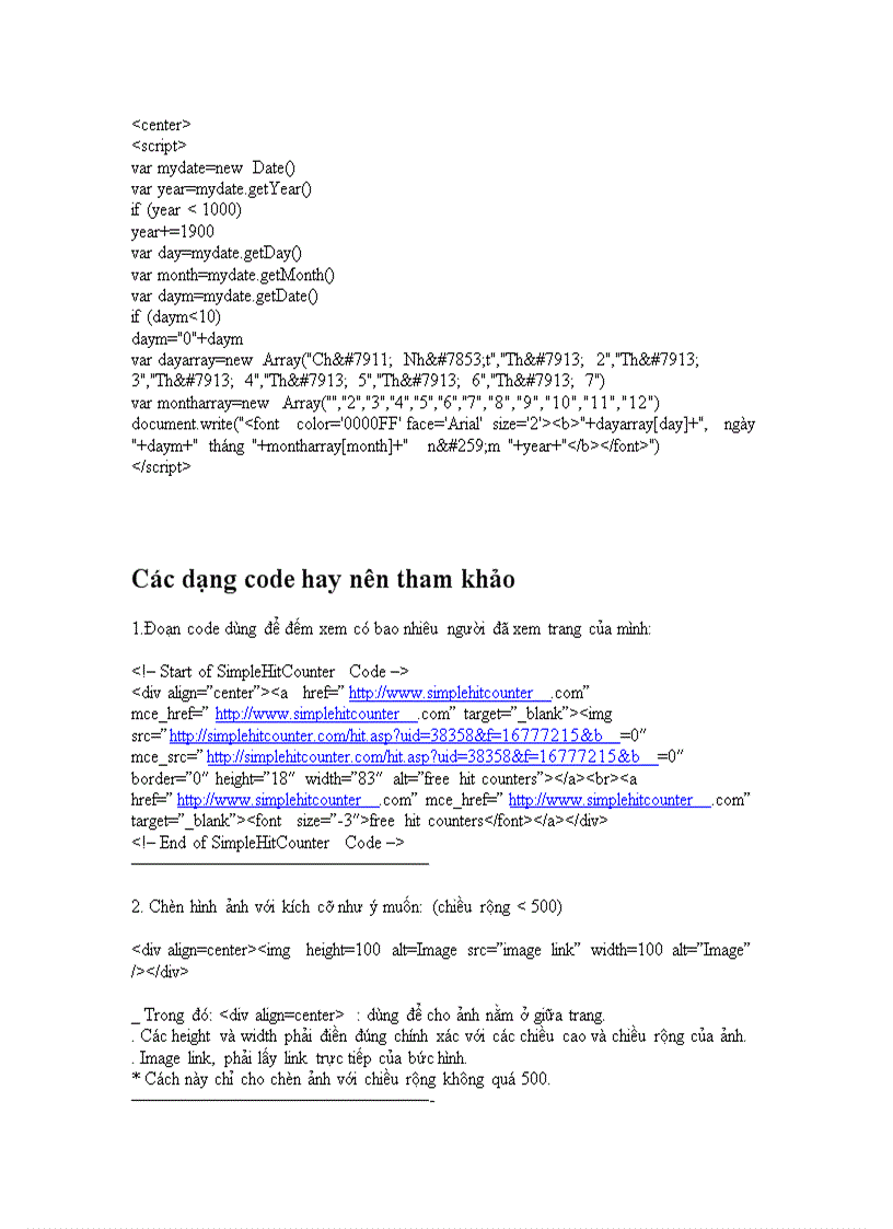 image for page Các code cho blog