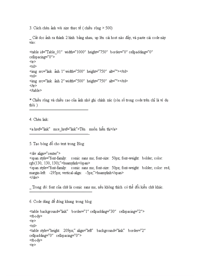 image for page Các code cho blog