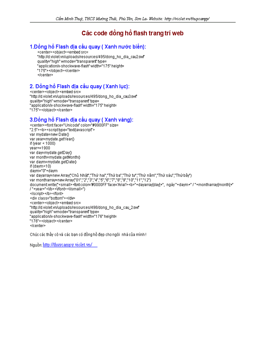 image for page Các code đồng hồ flash trang trí web