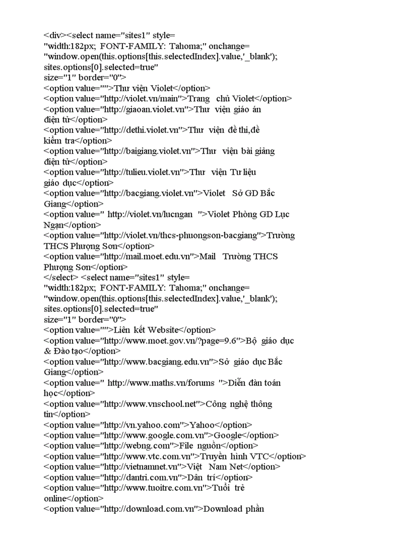 image for page Các Code liên kết Web