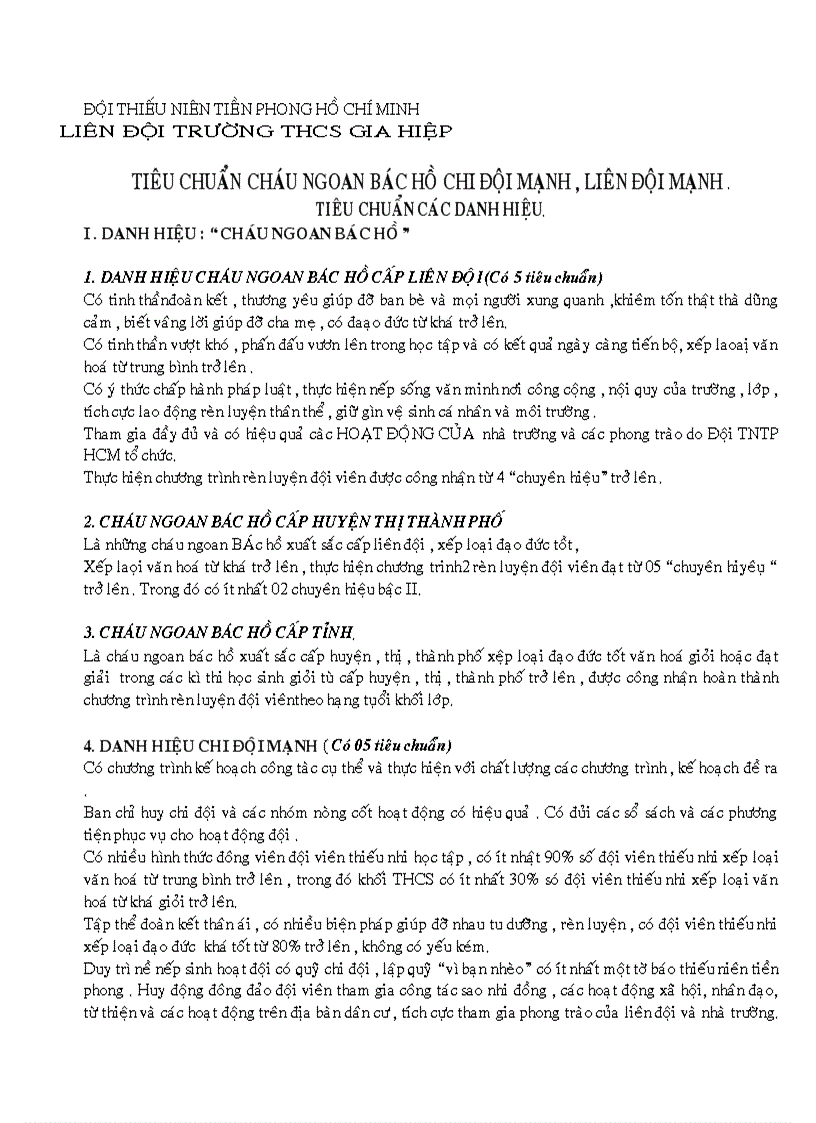 image for page Các danh hiệu thi đua cua liên đội va chi đội