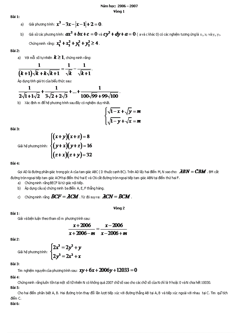 Các đề thi THPT hay