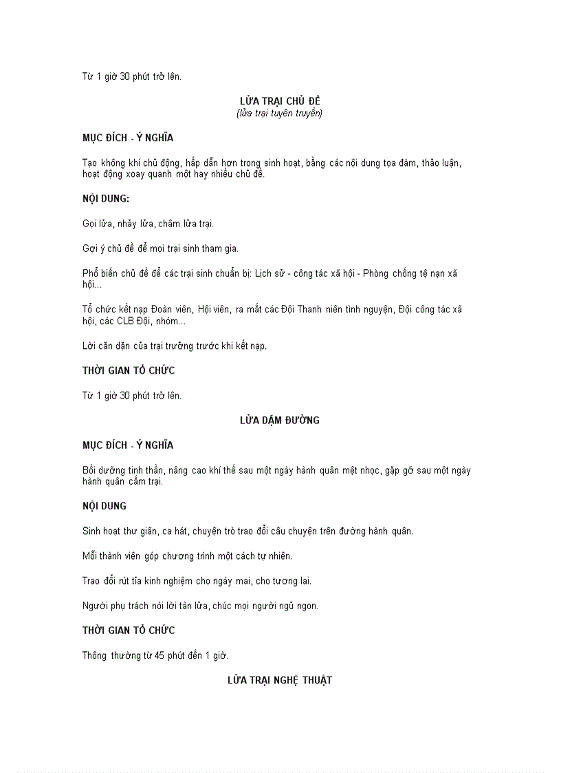 image for page Các hình thức lửa trại