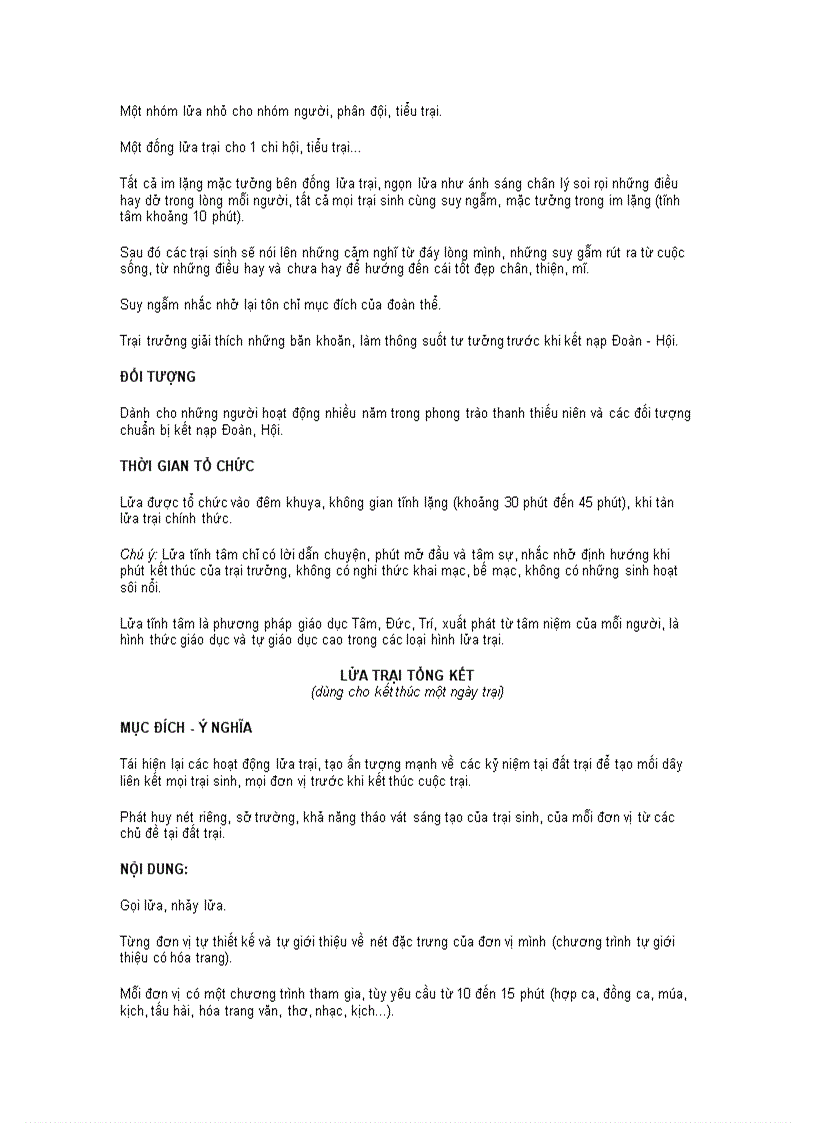 image for page Các hình thức lửa trại