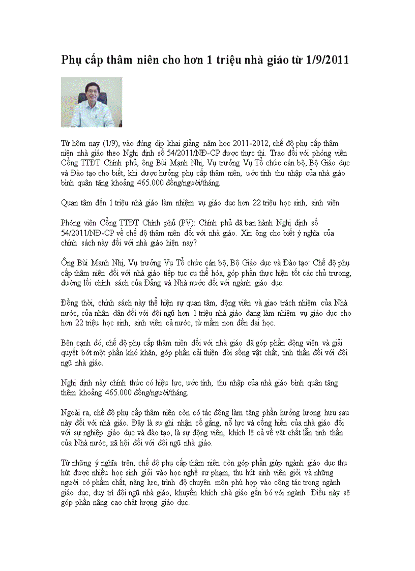 image for page Các khoản phụ cấp thâm niên nhà giáo