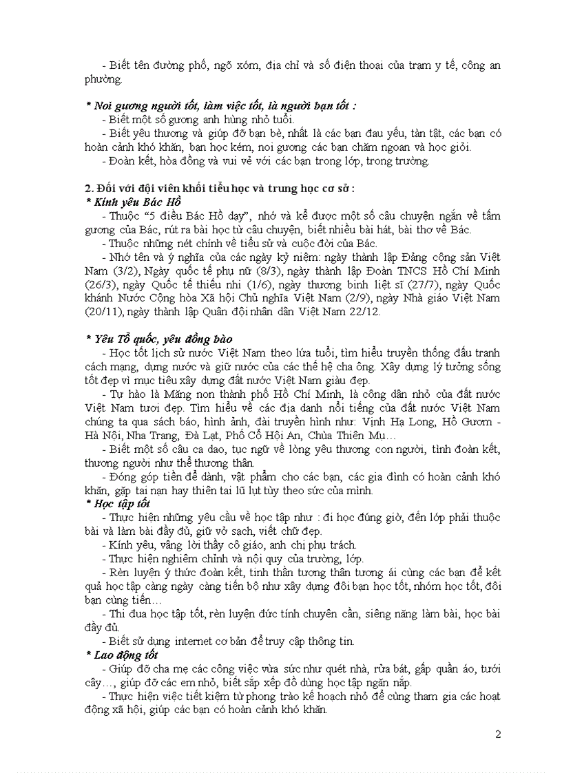 image for page Các kỹ năng cần đạt của Liên chi đội