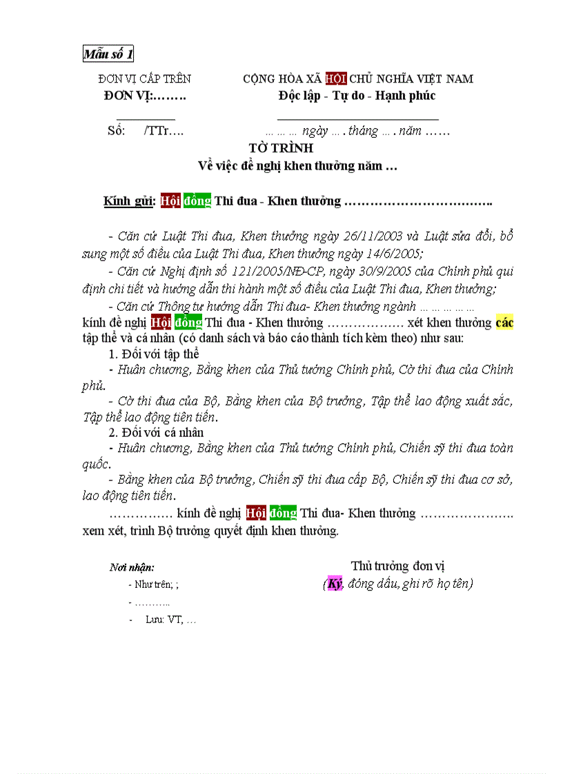 image for page Cac loai bieu mau de nghi khen thuong