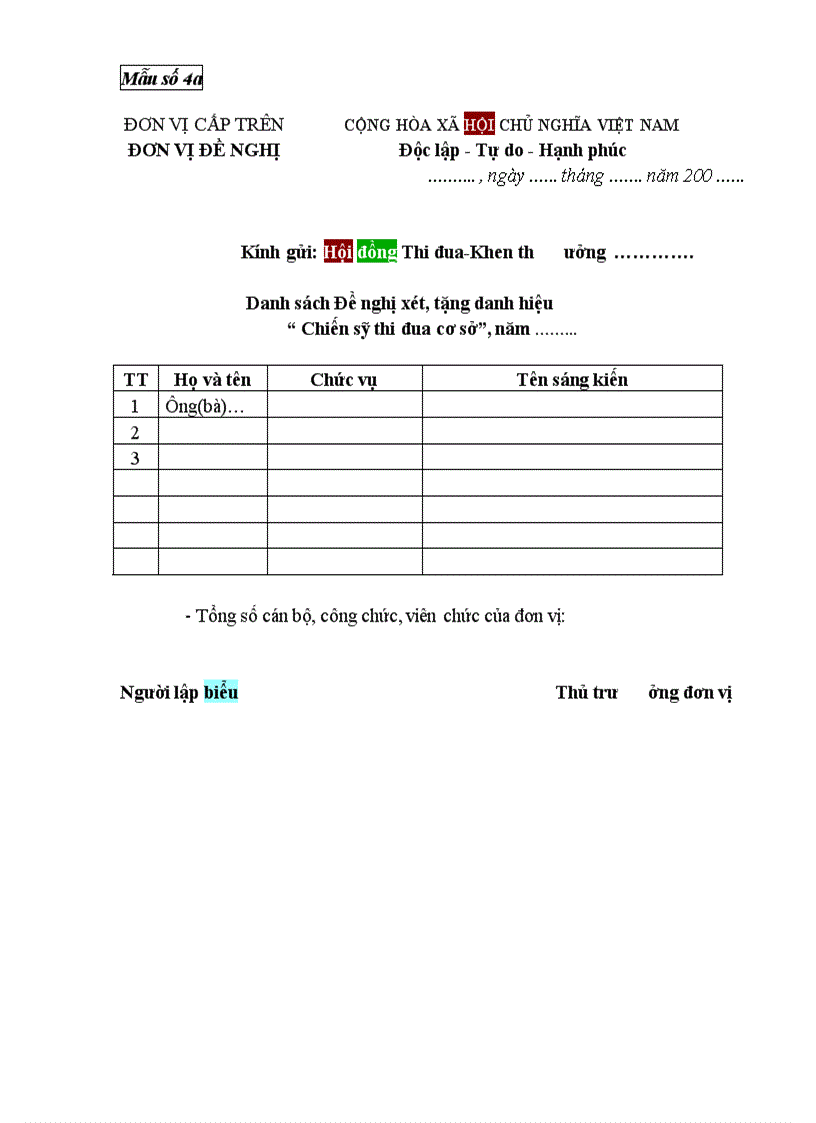 image for page Cac loai bieu mau de nghi khen thuong