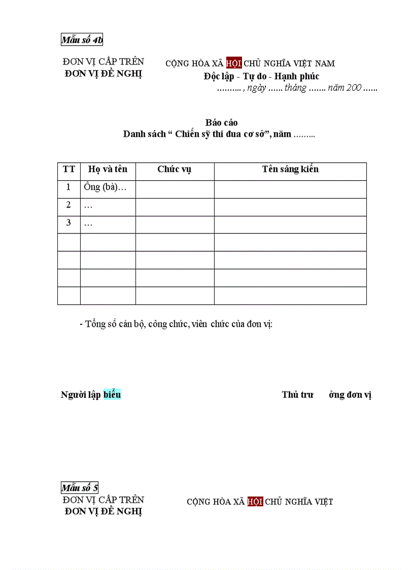 Cac loai bieu mau de nghi khen thuong