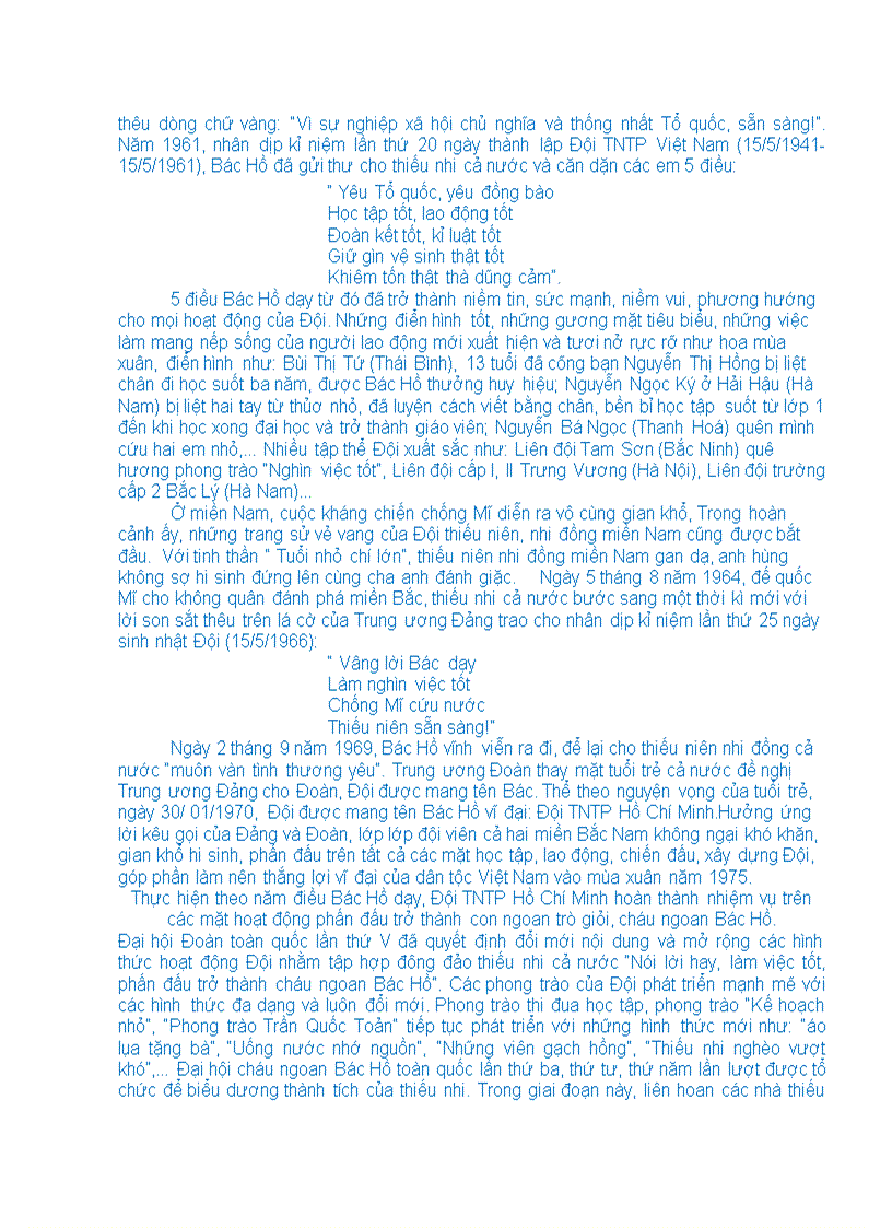 image for page Các mốc son của Đội TNTP HCM