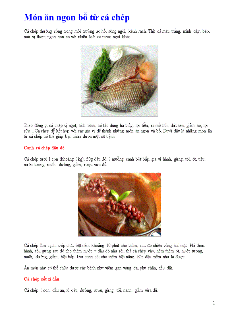 image for page Các món ăn ngon từ cá chép