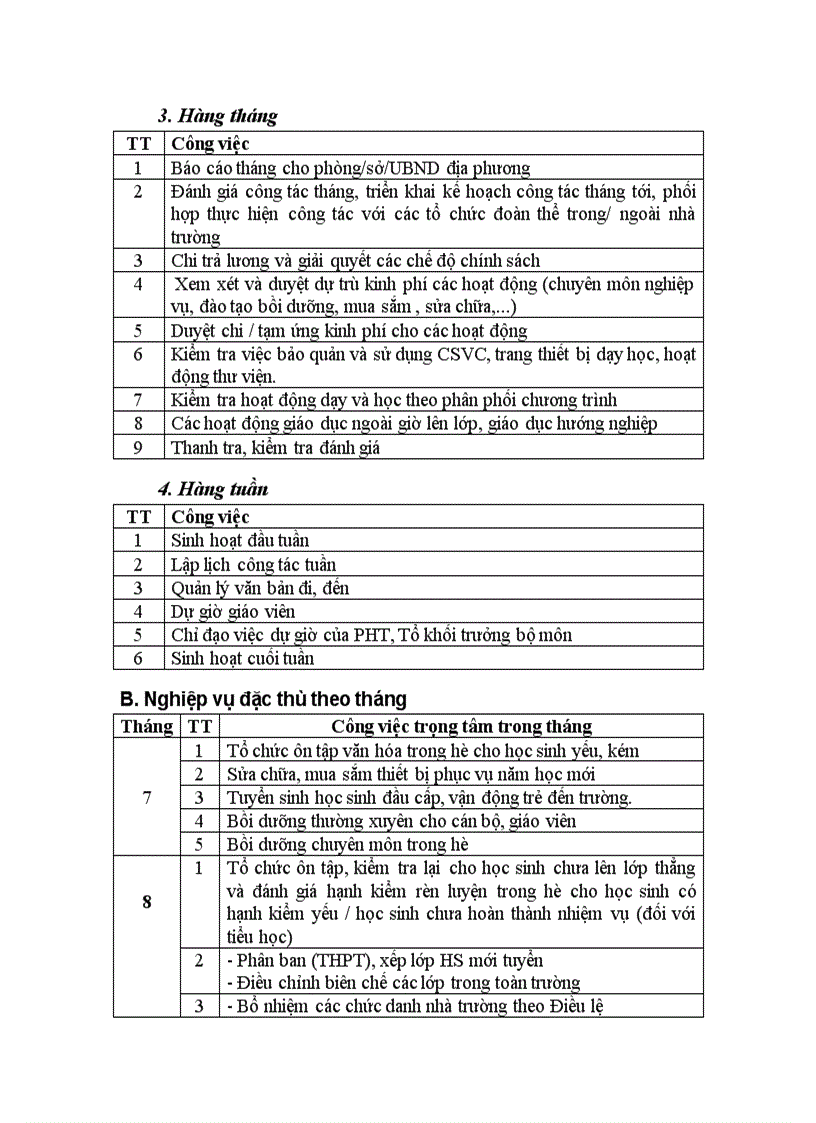 image for page Các nghiệp vụ theo thời gian của hiệu trưởng