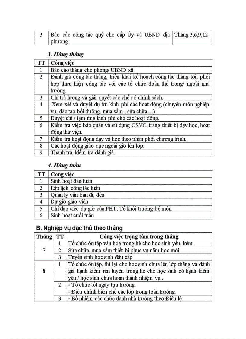 image for page Các nghiệp vụ theo thời gian năm học