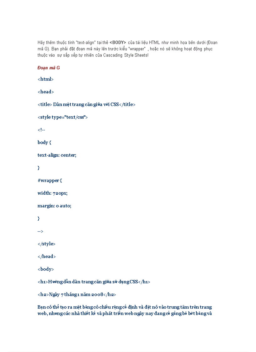 image for page Cách căn giữa trang Web sử dụng CSS