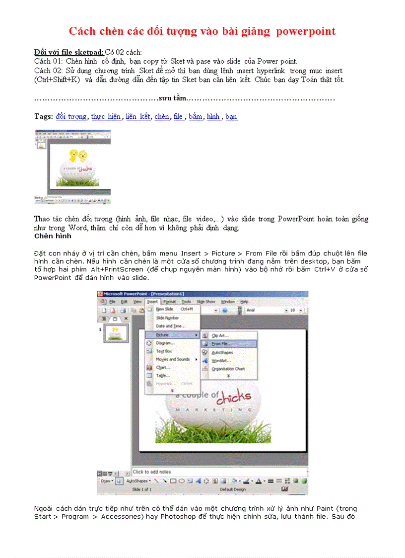 image for page CÁCH CHÈN CÁC ĐỐI TƯỢNG VÀO BÀI GIẢNG powerpoint